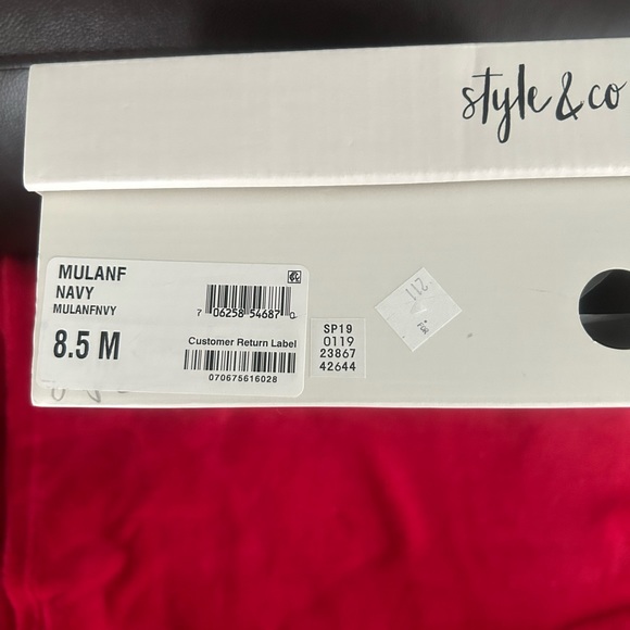 STYLE & COMPANY Womens Navy T-Strap Wedge Slip On Slingback Sandal - Picture 4 of 4